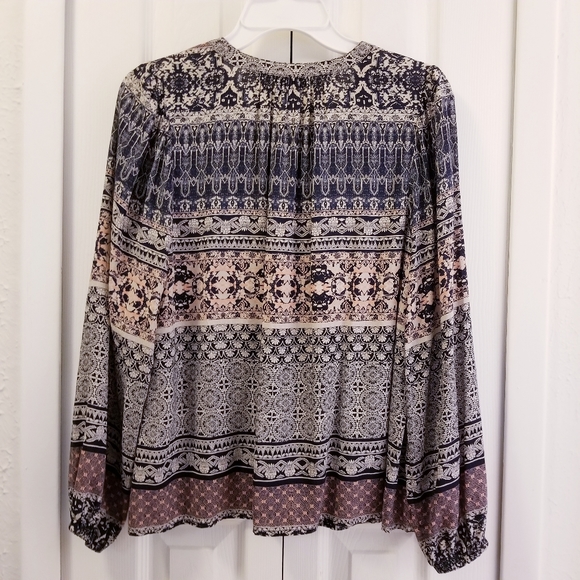 Lucky Brand Boho V neck Peasant Blouse - Picture 2 of 6